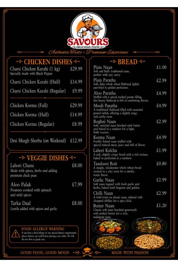 Savours picture menu page 3